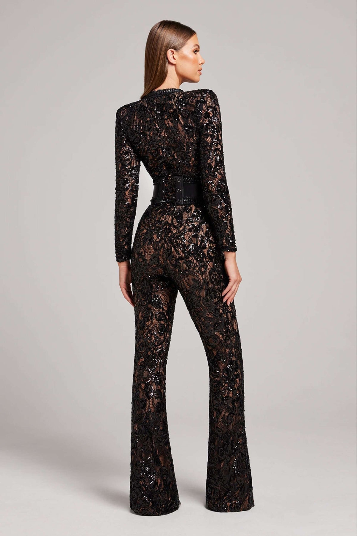 Lace Jumpsuit - Long Sleeve - Fitted