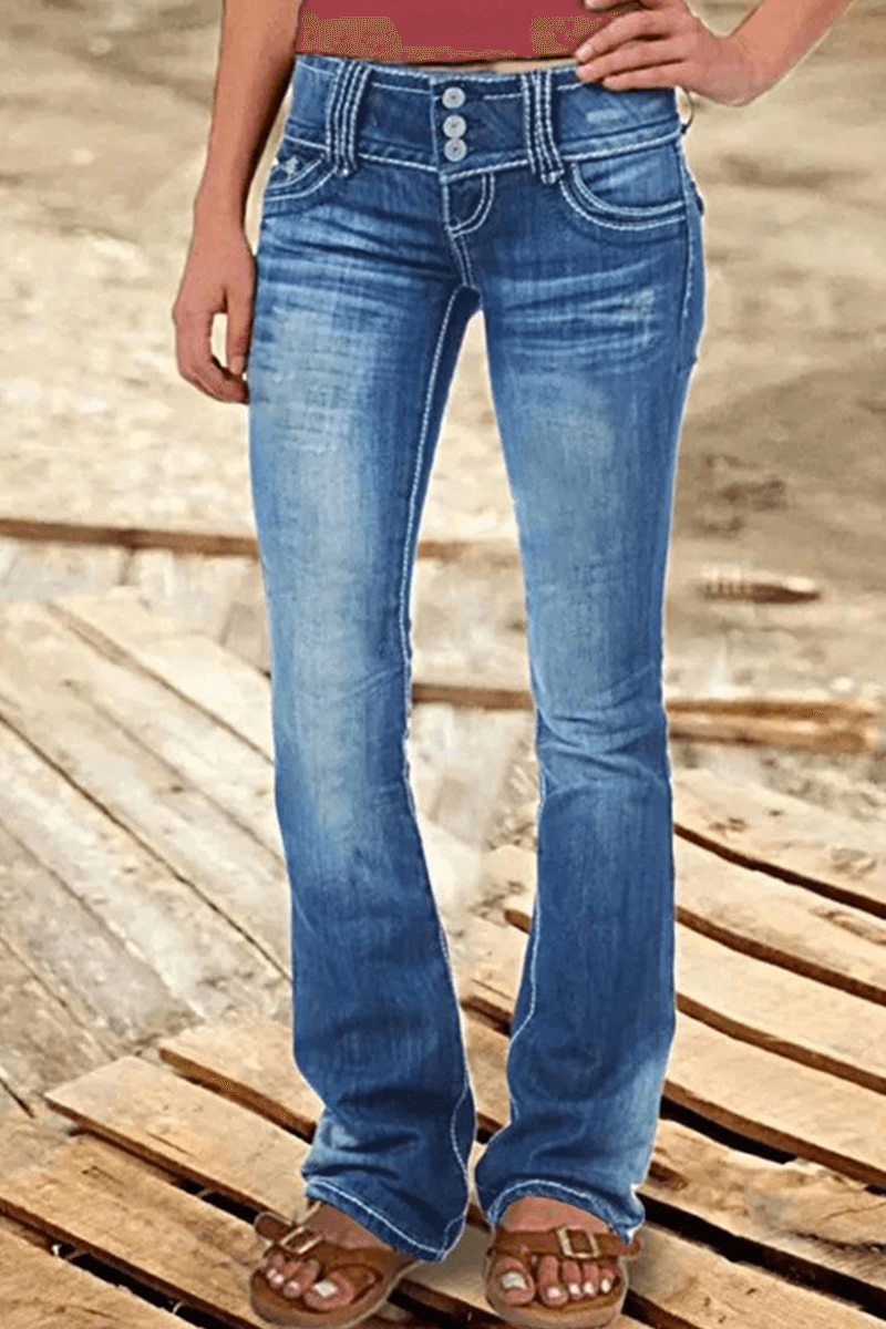 Ripped High-Waisted Bootcut Jeans