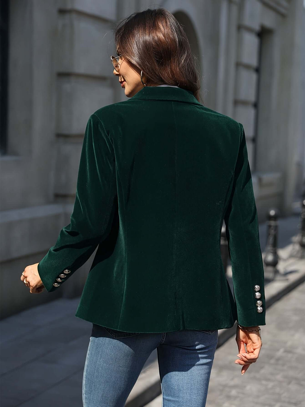 Green Blazer with Golden Buttons