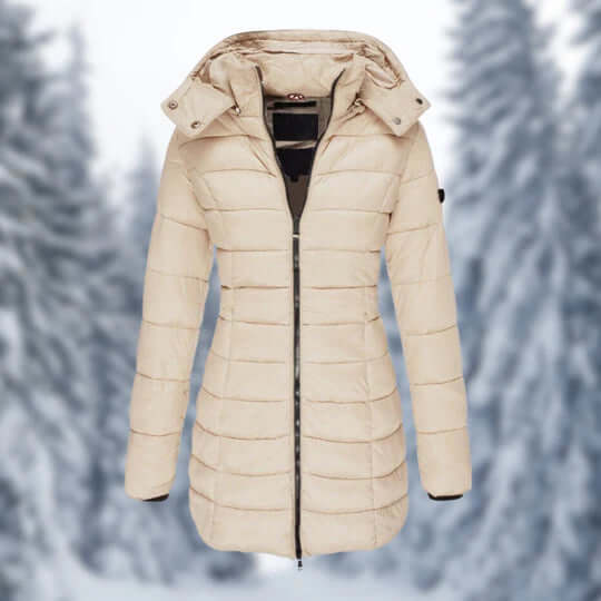 Mid-Length Winter Coat with Detachable Hood