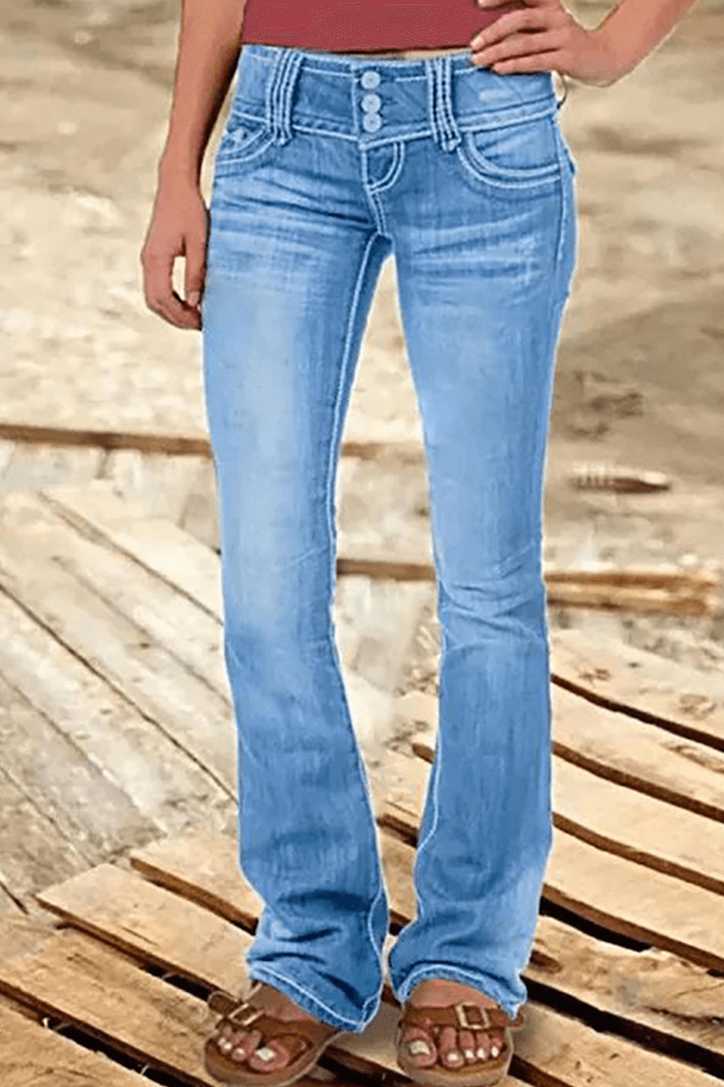Ripped High-Waisted Bootcut Jeans