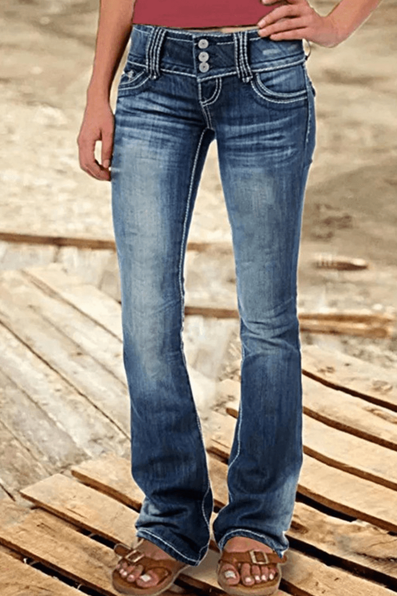Ripped High-Waisted Bootcut Jeans