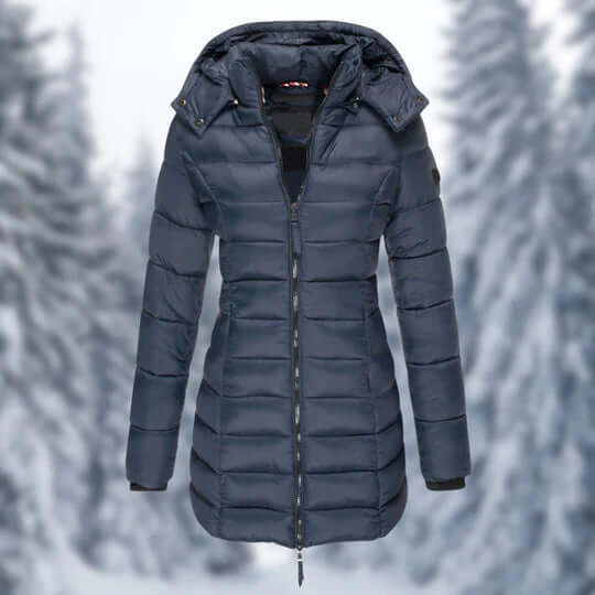 Mid-Length Winter Coat with Detachable Hood