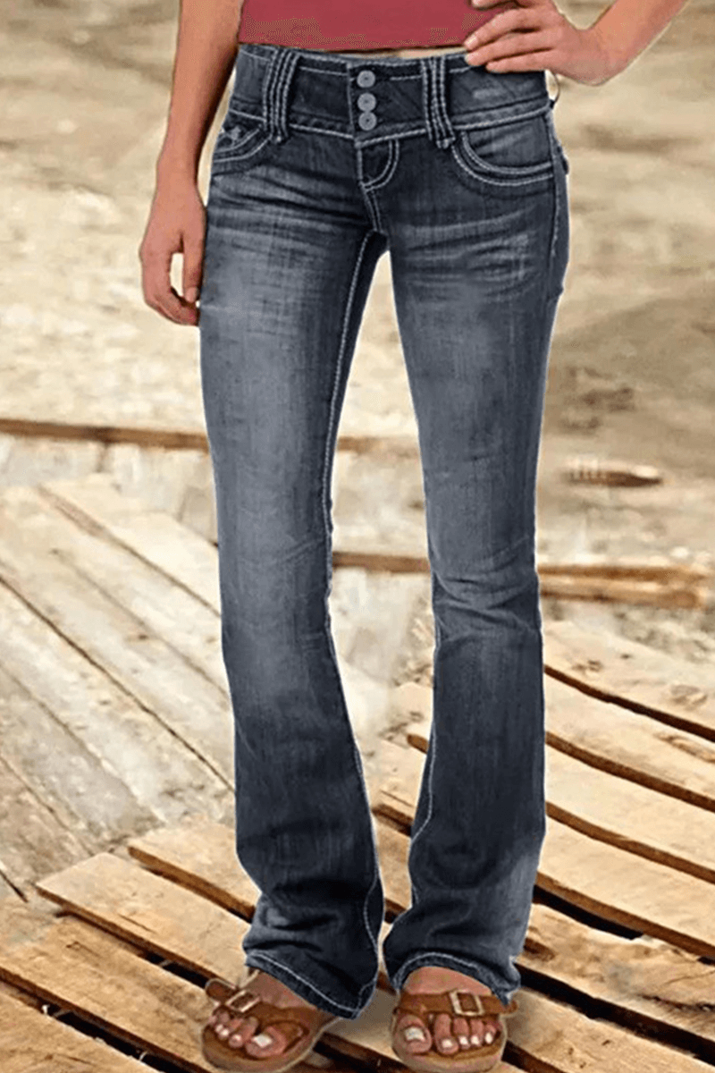 Ripped High-Waisted Bootcut Jeans