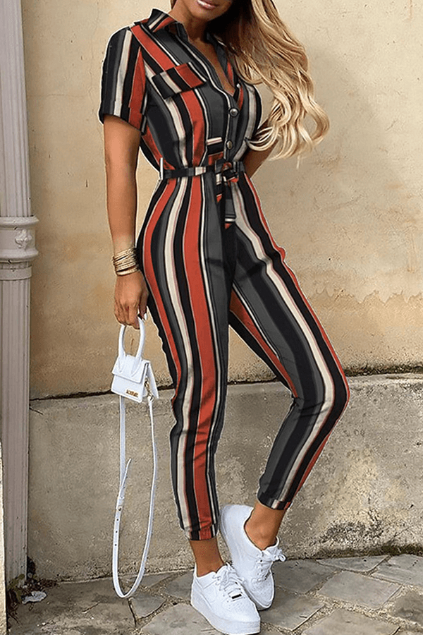 Shawl Collar Belted Jumpsuit