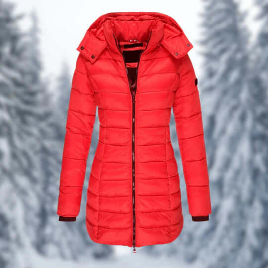 Mid-Length Winter Coat with Detachable Hood