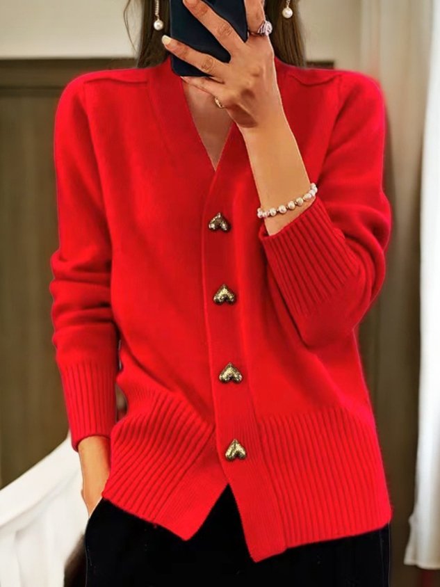 Cozy Knit Cardigan with Heart Buttons
