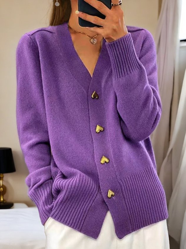 Cozy Knit Cardigan with Heart Buttons