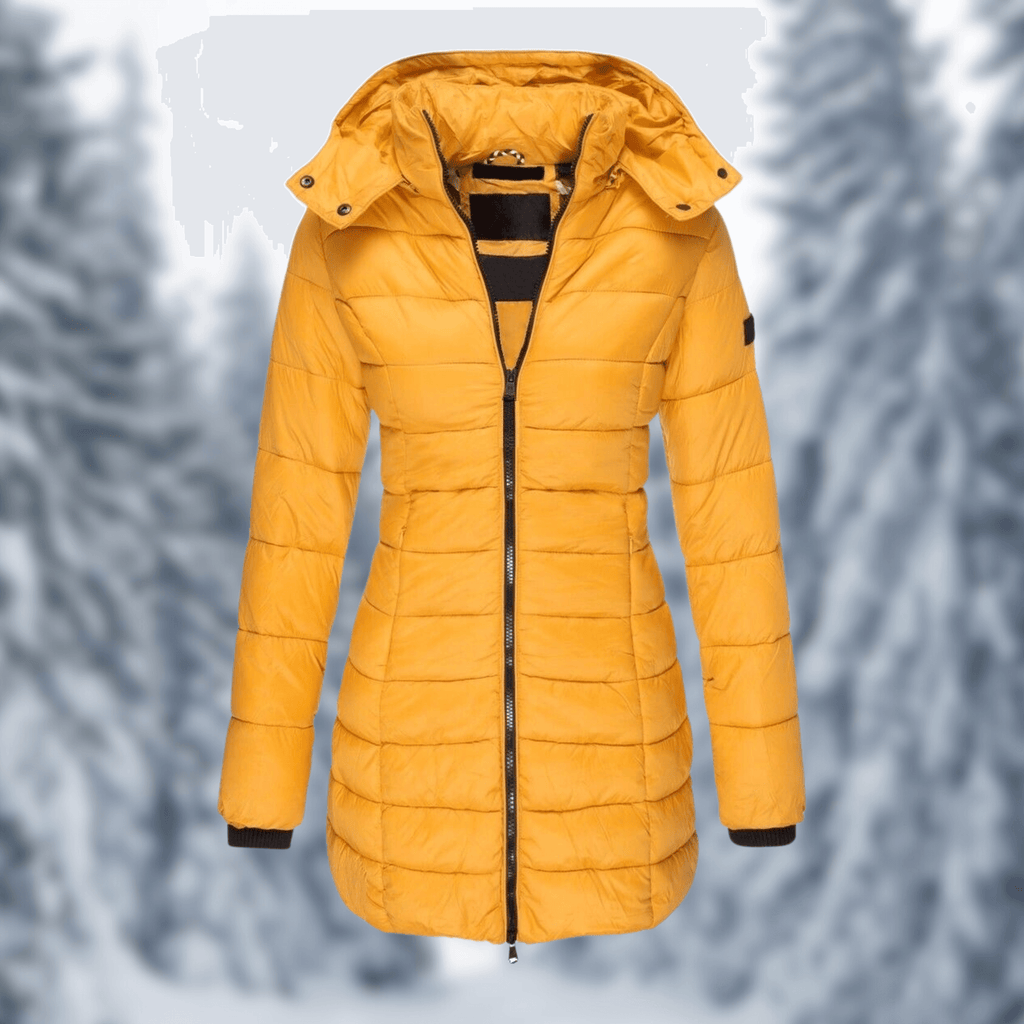 Mid-Length Winter Coat with Detachable Hood