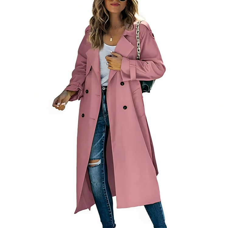 Elegant Trench Coat with Lapel and Belt