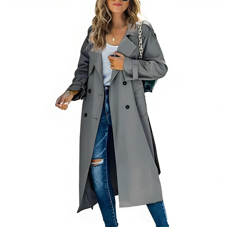 Elegant Trench Coat with Lapel and Belt