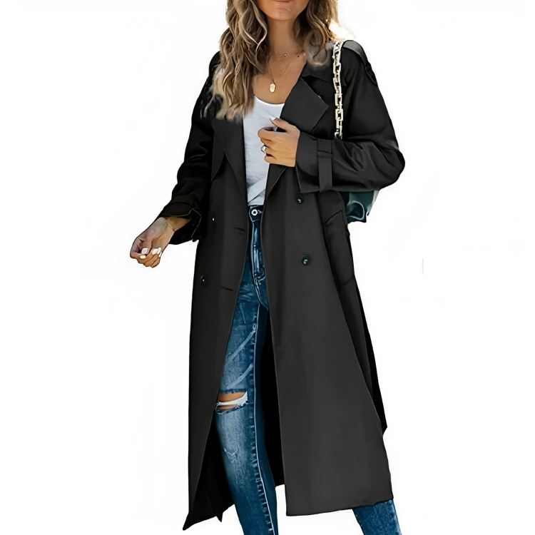Elegant Trench Coat with Lapel and Belt
