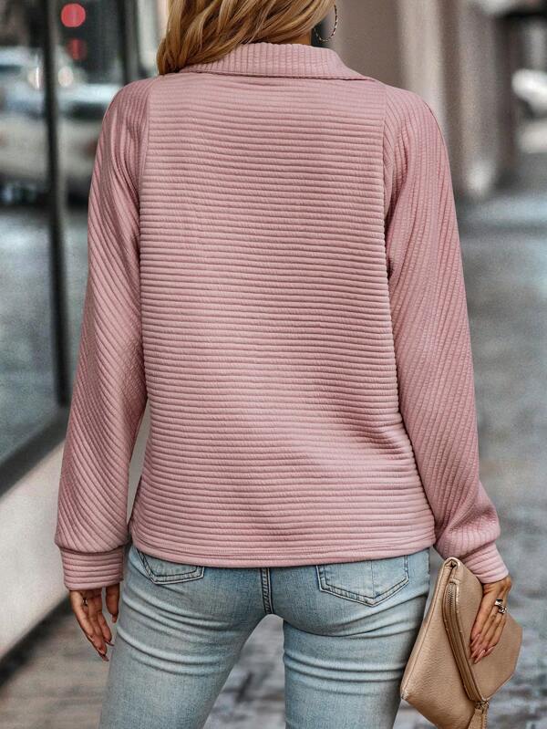 V-neck Jumper with Half Zip