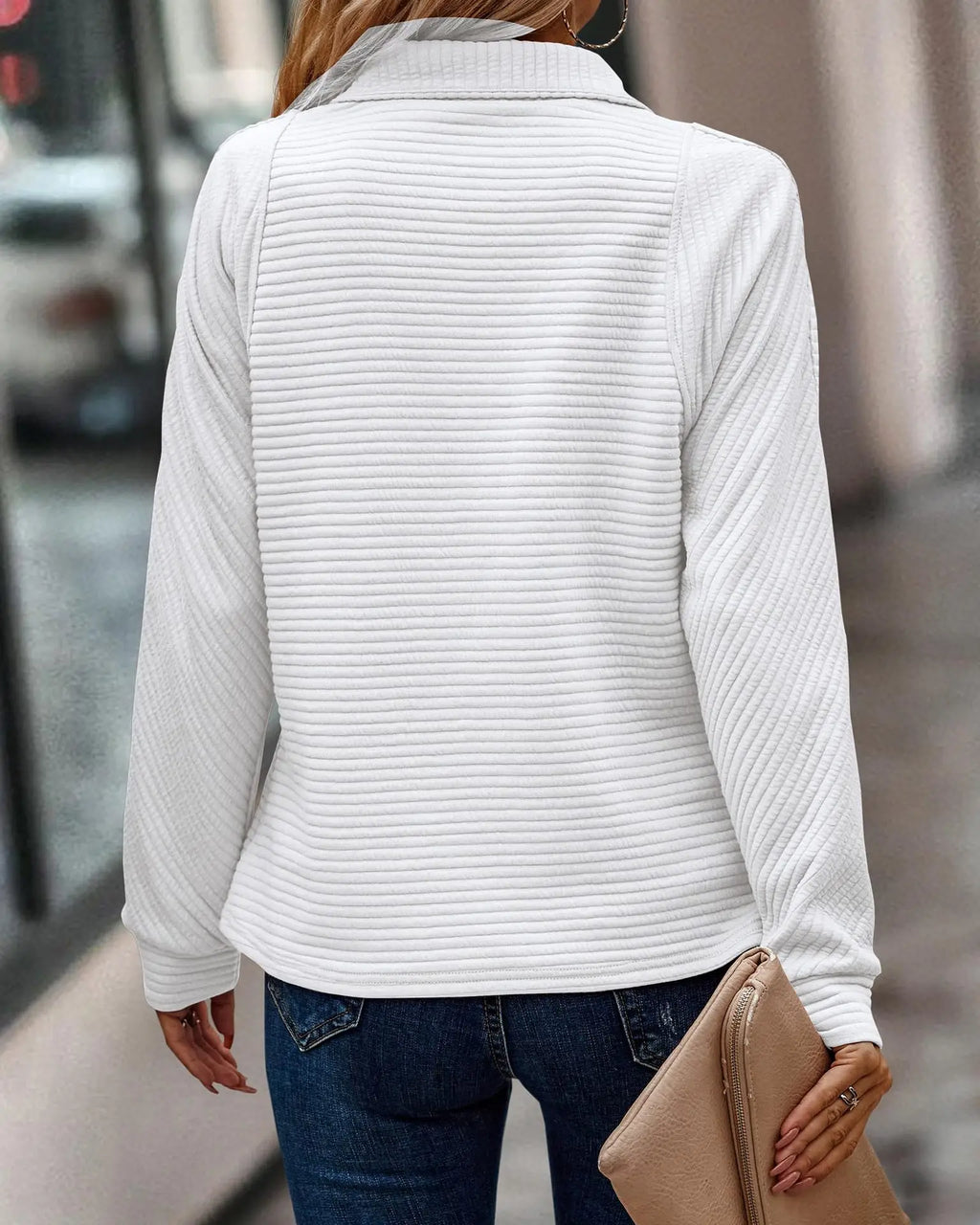 V-neck Jumper with Half Zip