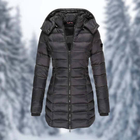 Mid-Length Winter Coat with Detachable Hood