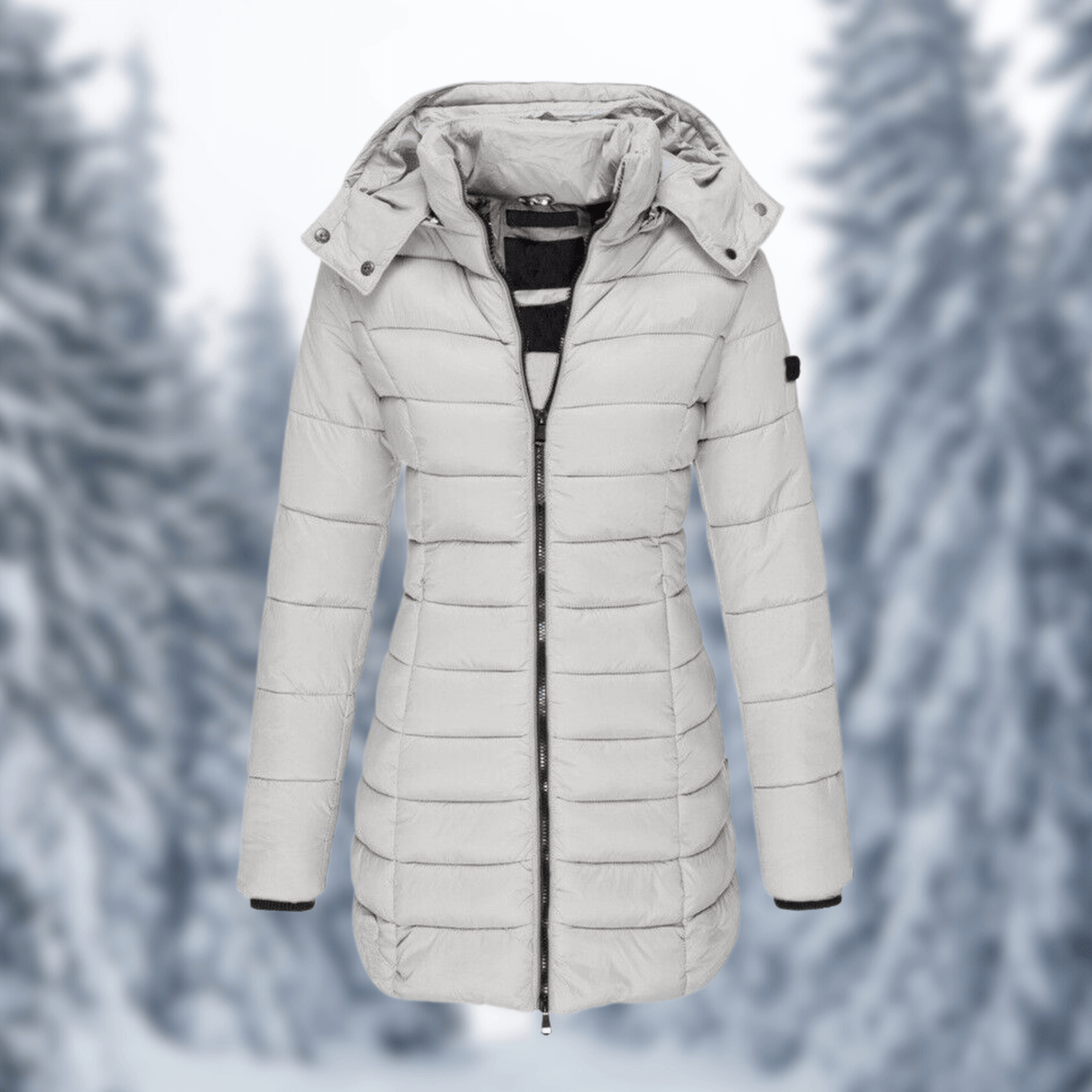 Mid-Length Winter Coat with Detachable Hood