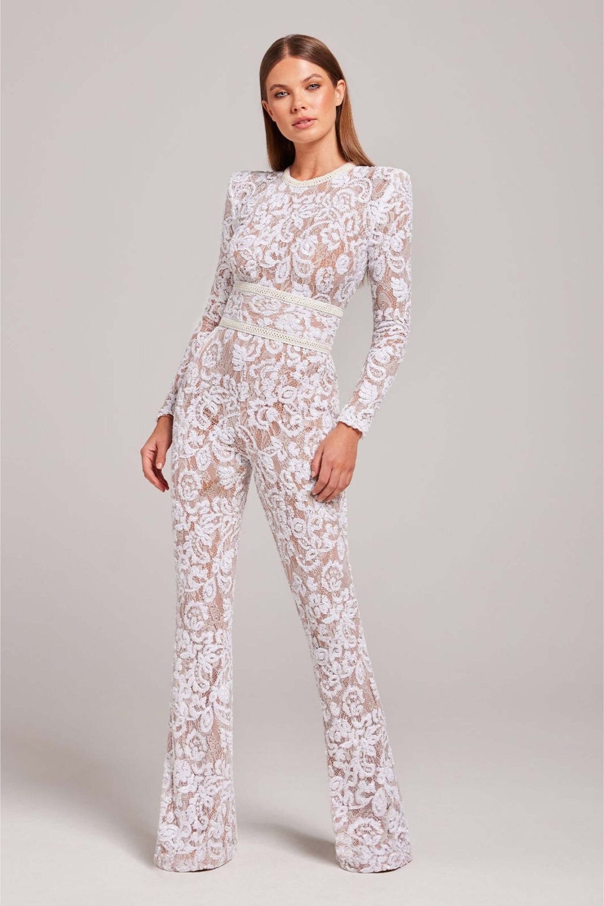 Lace Jumpsuit - Long Sleeve - Fitted