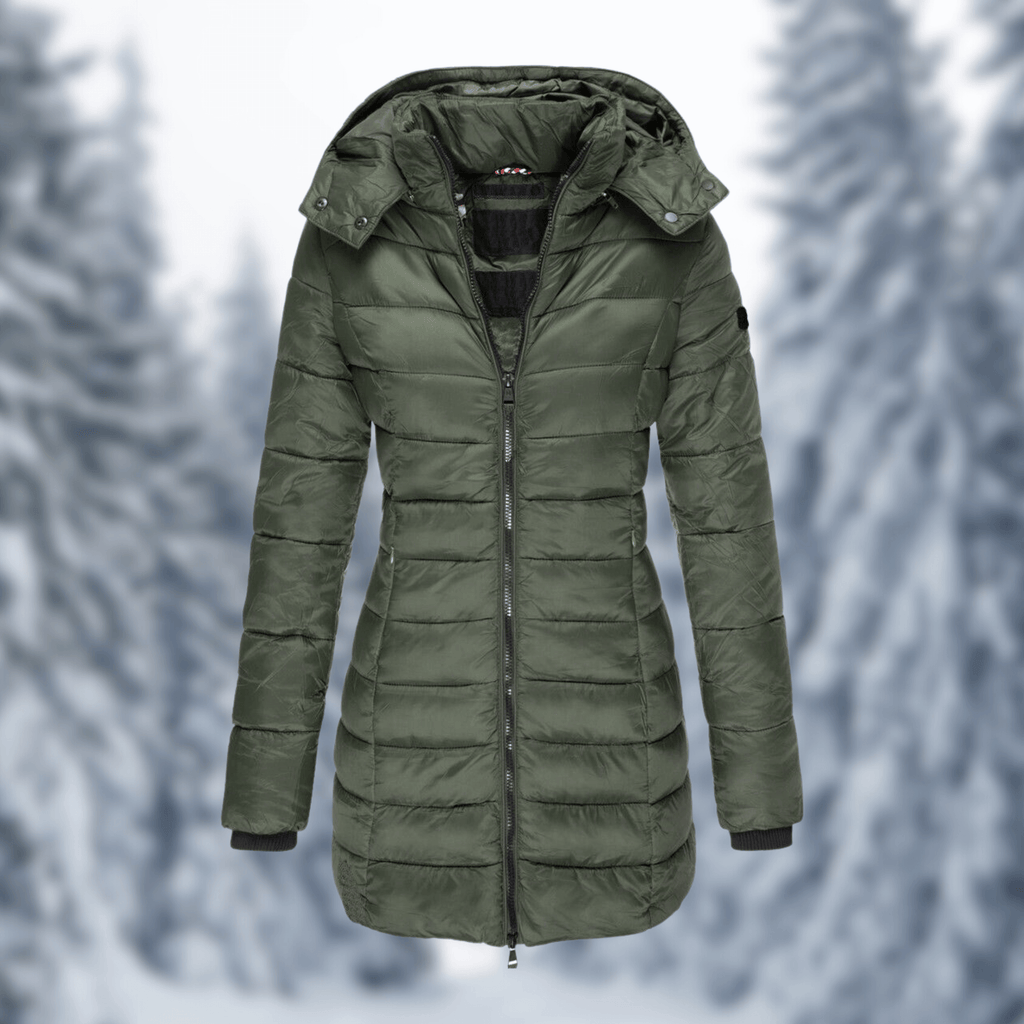 Mid-Length Winter Coat with Detachable Hood