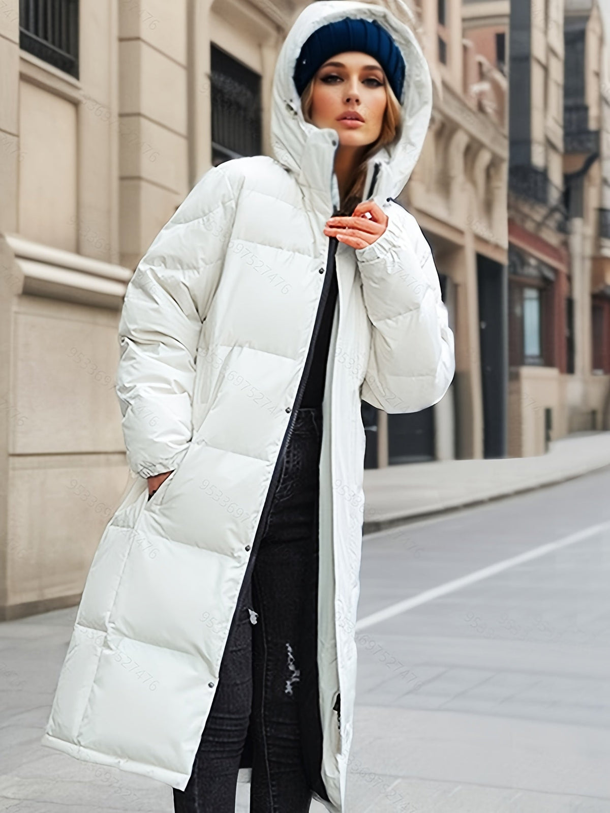 Long Padded Coat with Hood for Autumn/Winter