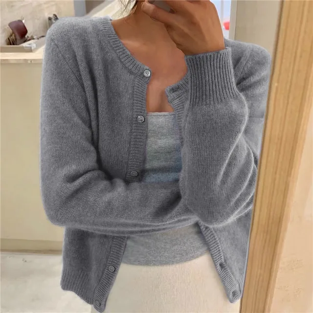 Solid Colour Knit Cardigan