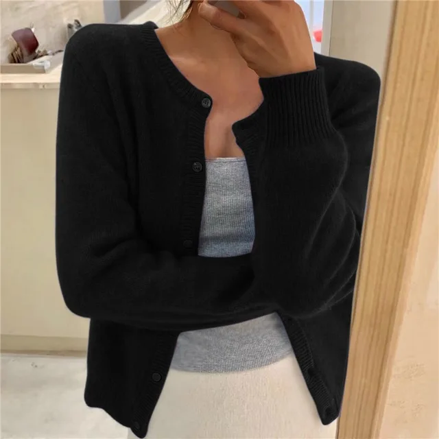 Solid Colour Knit Cardigan