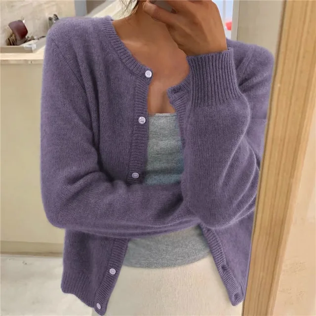Solid Colour Knit Cardigan