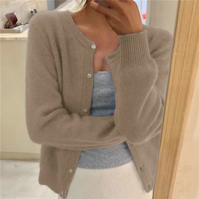 Solid Colour Knit Cardigan