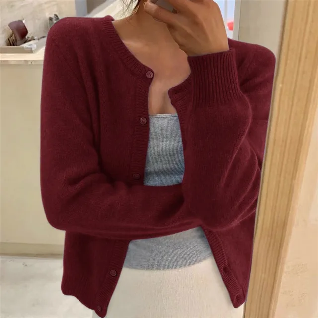 Solid Colour Knit Cardigan